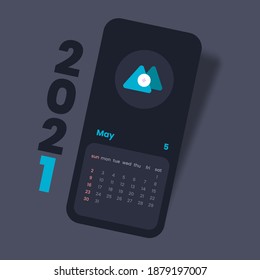 Calendar 2021 vector illustration. Creative desk calendar mockup.
