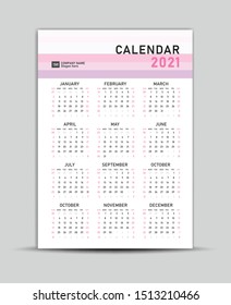 Calendar 2021 vector template, Lettering calendar, memphis style backgrounds, Set of 12 Months, wall calendar 2021, Desk calendar 2021 design, planner, poster, printing media