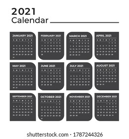 Calendar 2021 Wall Calendar template design with Place for Photo and Company Logo. 2021 calendar horizontal vector design template, simple and clean design.White Background for Week Starts Monday.
