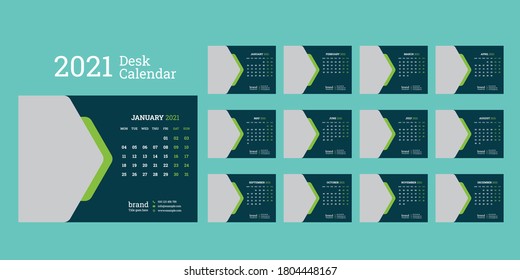 Calendar 2021. Week start Monday corporate design planner template.
