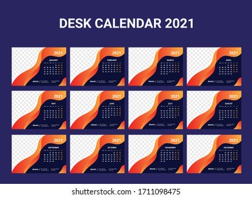 Calendar 2021. Week start Sunday corporate design planner template.
