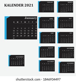 Calendar 2021 week start Sunday corporate design planner template.