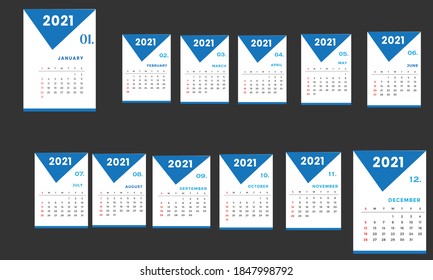 Calendar 2021 week start Sunday corporate design planner template