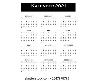 Calendar 2021 week start Sunday corporate design planner template