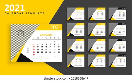 Calendar 2021 year template vector illustration