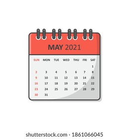 Kalender für 2021-jährige Vektorsymbol-Illustration. Mai 2021 Kalendersymbol