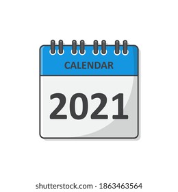 Calendar For 2021 Year Vector Icon Illustration. 2021 Calendar Flat Icon