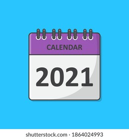 Calendar For 2021 Year Vector Icon Illustration. 2021 Calendar Flat Icon