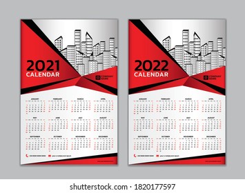 Kalender 2021-2022 Vorlage Vektor. Wandkalender-Design, 12 Monate inkl. 