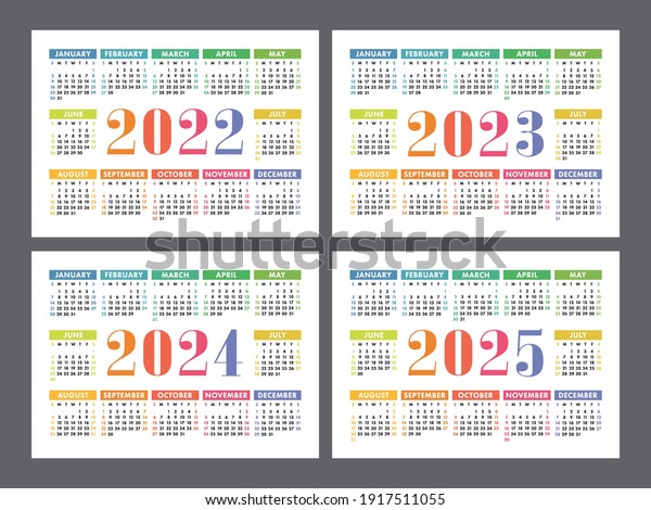 Calendar 2022 2023 2024 2025 Years Stock Vector (Royalty Free ...