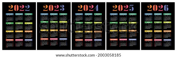 Calendar 2022 2023 2024 2025 2026: stockvector (rechtenvrij) 2003058185