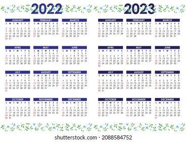 Calendar 2022 and Calendar 2023