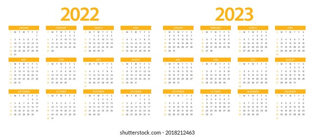 Calendario 2022, calendario 2023 semana de inicio domingo plantilla de planificación de diseño corporativo.