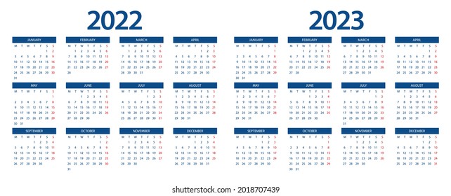 Calendar 2022, calendar 2023 week start Monday corporate design planner template.