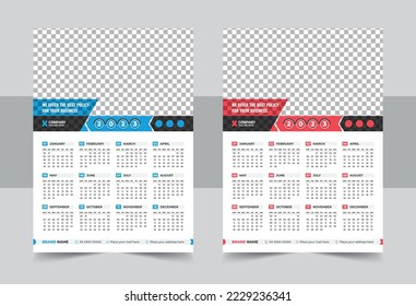 Calendar 2022, calendar 2023 week start Sunday corporate design template vector, Set of 2023 Calendar Planner Template and cover with Place for Photo and Company Logo