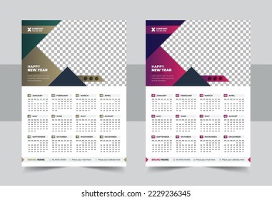 Calendar 2022, calendar 2023 week start Sunday corporate design template vector, Set of 2023 Calendar Planner Template and cover with Place for Photo and Company Logo