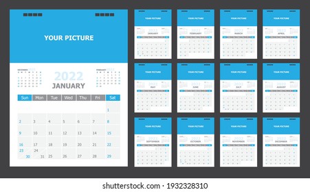 Calendar for 2022 blue background