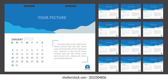 Calendario para el fondo azul 2022