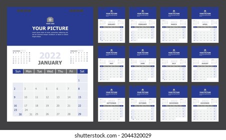 Kalender für 2022, blauer Hintergrund