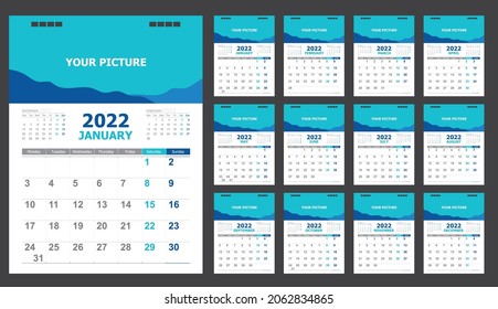 Calendar for 2022 blue background