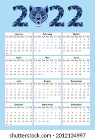 Vector de plantilla de diseño corporativo de Calendar 2022. Feliz año nuevo.