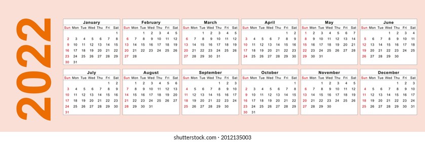 Calendar 2022 corporate design template vector. Happy new year.