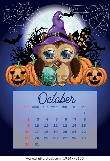 Halloween Calendar 2022 Calendar 2022 Cute Cardboard Animals Every Stock Vector (Royalty Free)  1914778183