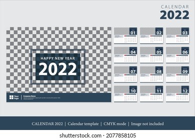 Calendar 2022 design, The year of the Tiger monthly cards templates, Set of 12 month, Week starts from Sunday. Design template for gerneral and corporate. flat illustration vector design