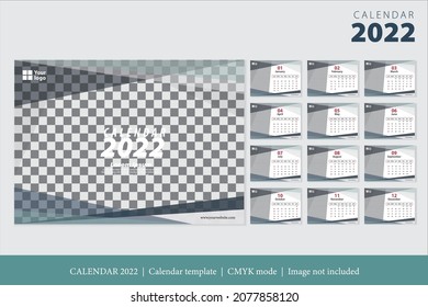 Calendar 2022 design, The year of the Tiger monthly cards templates, Set of 12 month, Week starts from Sunday. Design template for gerneral and corporate. flat illustration vector design