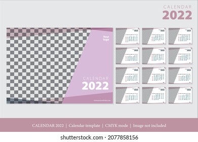 Calendar 2022 design, The year of the Tiger monthly cards templates, Set of 12 month, Week starts from Sunday. Design template for gerneral and corporate. flat illustration vector design