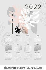 Calendario para 2022 con flores.