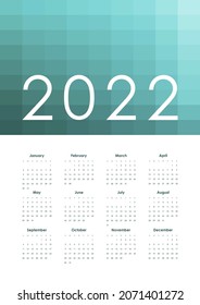 Calendar for 2022 with gradient.