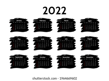 Calendar for 2022 isolated on a white background. Sunday to Monday, business template. Vector illustration