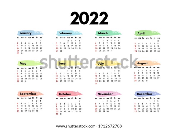 Calendar 2022 Isolated On White Background Stock Vector