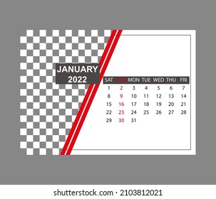 Calendar for 2022. Calendar for January month.