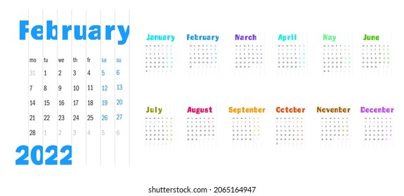 Kalender 2022 Montag Woche Start, Corporate Design Planer Vorlage.