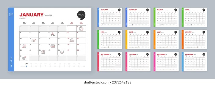 Calendar 2022 month schedule. Marketing statistics, Stress grows and Chemistry lab minimal line icons. Teamwork, Checkbox, Strategy icons. Build, Currency rate, Target web elements. Vector