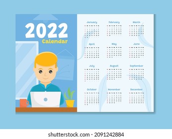 Calendar 2022 with office theme.