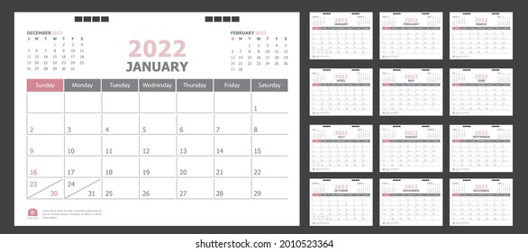 Calendar for 2022 pastel background