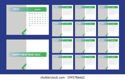Calendar 2022 planner corporate template design set. Week starts on Monday. template for annual calendar 2022