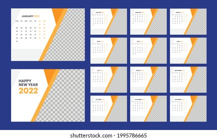 Calendar 2022 planner corporate template design set. Week starts on Monday. template for annual calendar 2022
