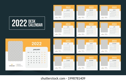 Calendar 2022 planner corporate template design set. Week starts on Monday. template for annual calendar 2022