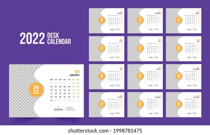 Calendar 2022 planner corporate template design set. Week starts on Monday. template for annual calendar 2022