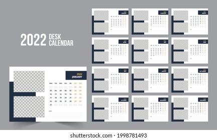 Calendar 2022 planner corporate template design set. Week starts on Monday. template for annual calendar 2022