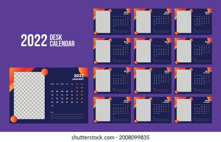 Calendar 2022 planner corporate template design set. Week starts on Monday. template for annual calendar 2022
