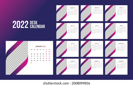 Calendar 2022 planner corporate template design set. Week starts on Monday. template for annual calendar 2022