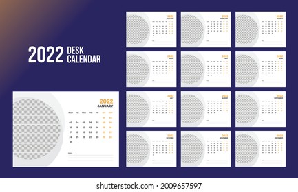 Calendar 2022 planner corporate template design set. Week starts on Monday. template for annual calendar 2022