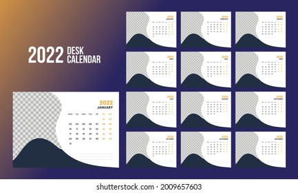 Calendar 2022 planner corporate template design set. Week starts on Monday. template for annual calendar 2022