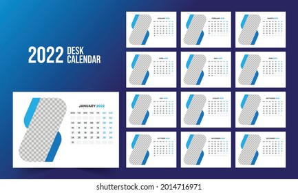 Calendar 2022 planner corporate template design set. Week starts on Monday. template for annual calendar 2022