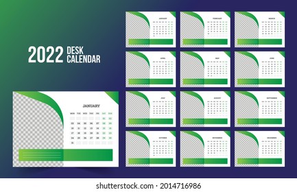 Calendar 2022 planner corporate template design set. Week starts on Monday. template for annual calendar 2022